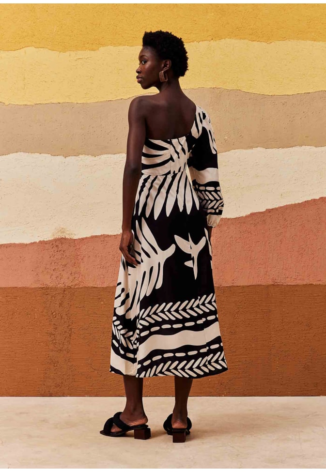 Vestido Um Ombro Só Estampado Maipú