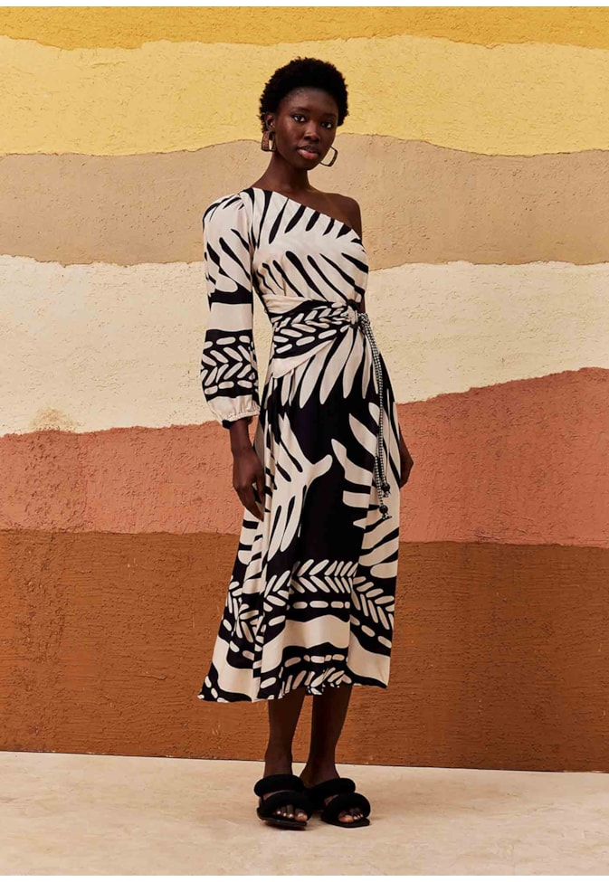 Vestido Um Ombro Só Estampado Maipú