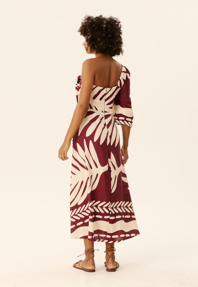 Vestido Um Ombro Só Estampado Maipú