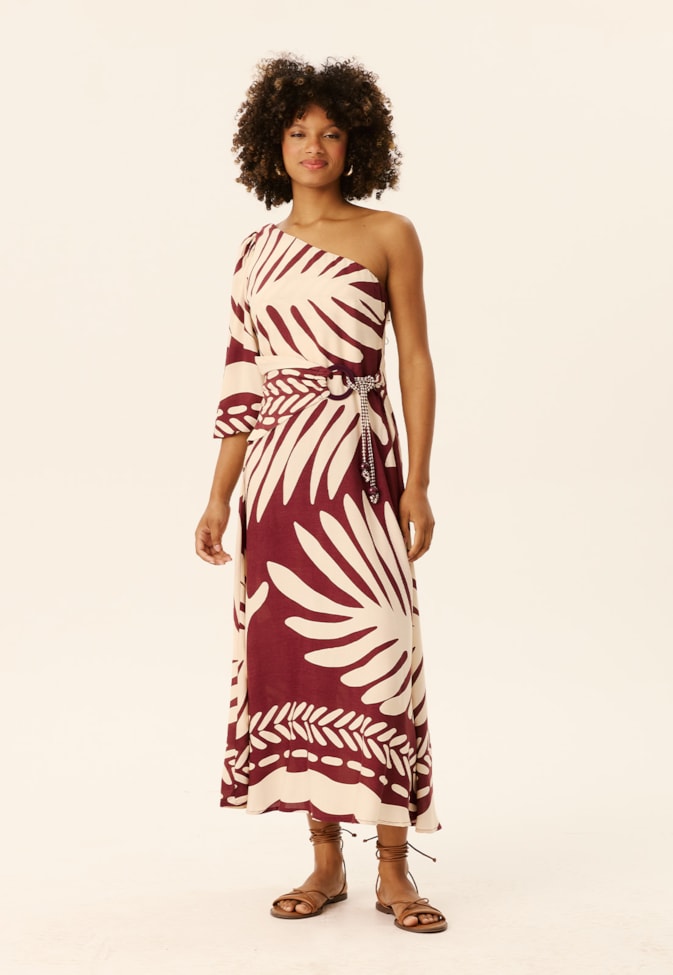 Vestido Um Ombro Só Estampado Maipú