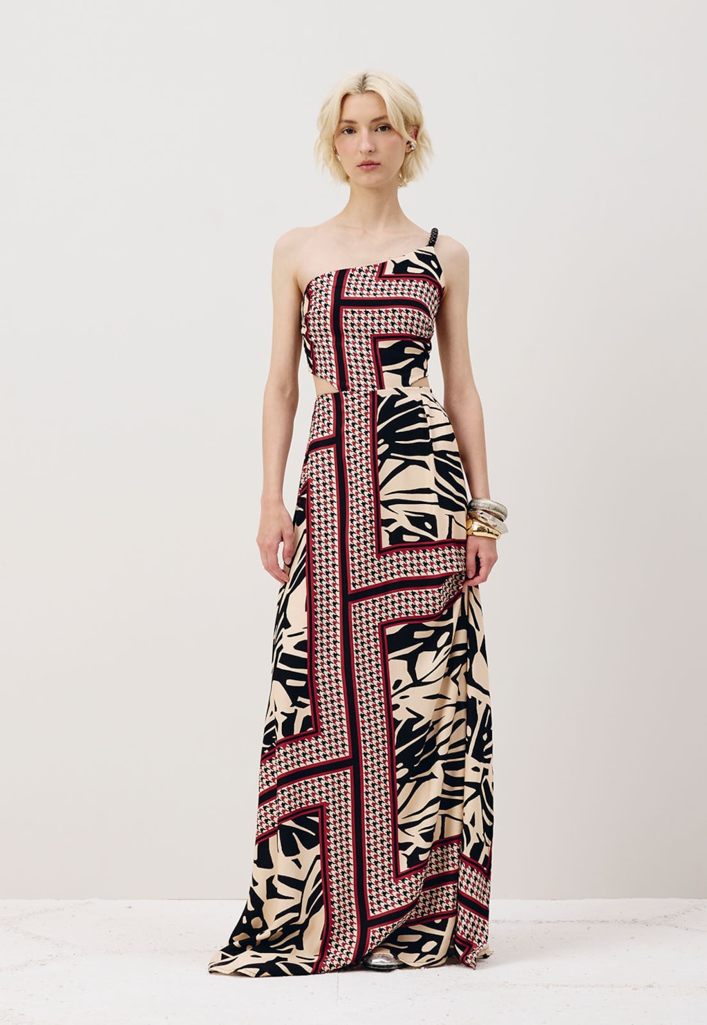 Vestido Uma Alça Estampado Costilla