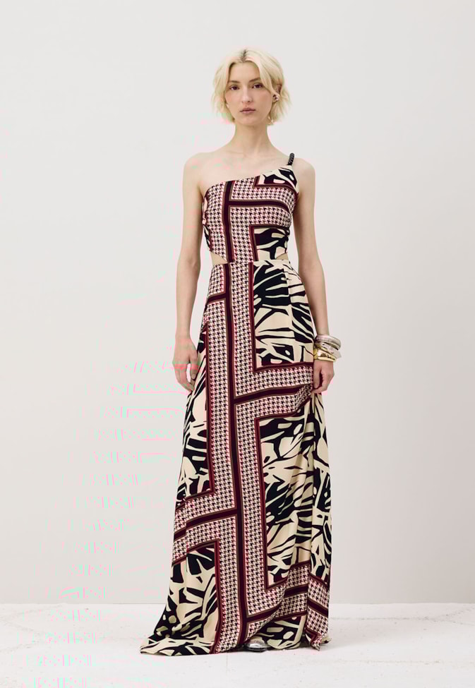 Vestido Uma Alça Estampado Costilla